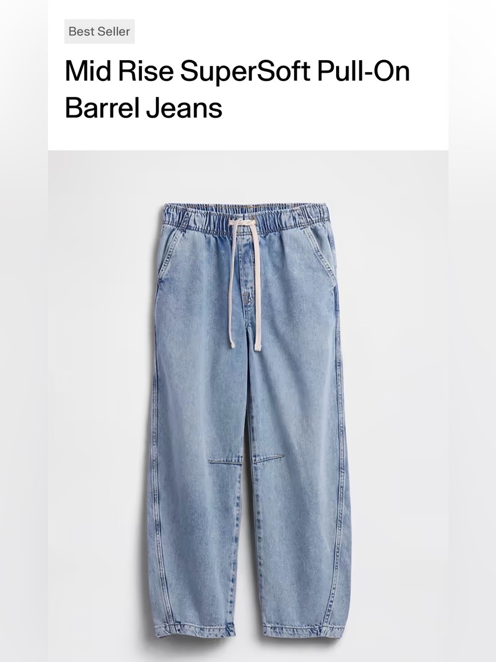 GAP Light Blue Mid Rise SuperSoft Pull-On Barrel Jeans - Ankle Crop